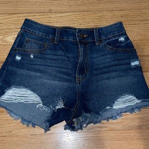 Ripped jean shorts